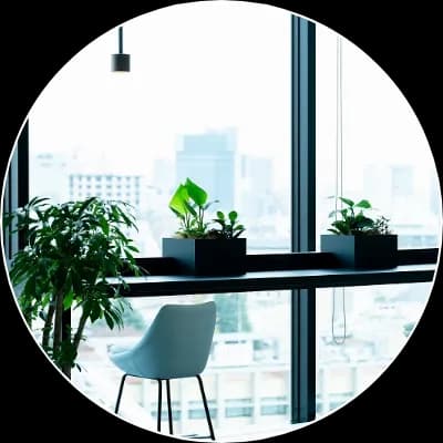 グリーンで距離感を作るソロワークスペース